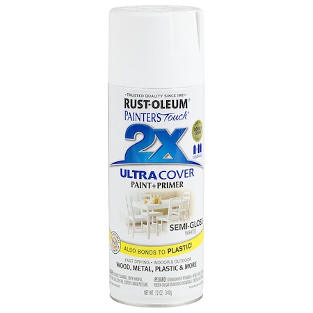 Rust-Oleum Spray Paint, White, Semi-Gloss, 12 oz 249060